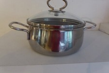 Edelstahl Topf TCM Tchibo mit Glasdeckel Gas Elektro Glaskeramik 18/10 16 cm Ø