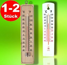 1 - 2x Thermometer innen außen Zimmer Holz Gartenthermometer Außenthermometer