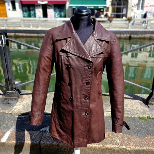 Damen vintage ledermantel kurz - vintage,