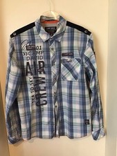 Camp David Herren Langarm Regular Fit Hemd Blau/ Grau Gr. L NEU