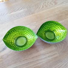 Teelichthalter 2 Stück Metall silber grün Kerzen Licht Deko Tischdeko Schiffchen