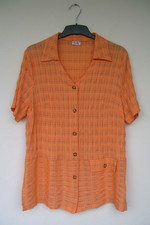 MARIA BELLESI Damenbluse Gr. 42 orange Kurzarm Crinkle Smok