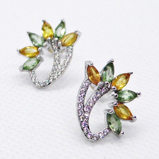 Navette Saphir Orange Grün CZ