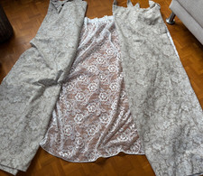 2 x Schlaufen Schal Vorhang 2 x Gardine, 140 cm x 120 cm dicker Baumwollstoff