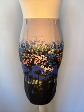 Bleistiftrock Pencil Skirt von Atmosphere Baumwolle Blau Grau Blumen Gr. 36 Neu