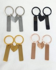 Pärchen-Schlüsselanhänger Herz, 2er Set mit Wunschgravur, Edelstahl, Geschenk