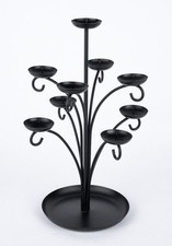 9-armiger Vintage Kerzenständer / Kerzenhalter / Kerzenbaum 31 cm Metall schwarz