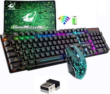 Gaming Tastatur Wireless Maus Kit Gamer USB Keyboard Mouse Für PC Laptop Neu