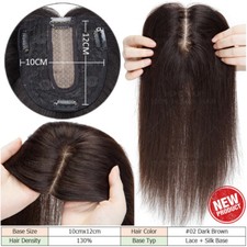 Damen DICK Echthaar Toupet Toupee Topper Clip In Remy Human Hair Haarteile Glatt