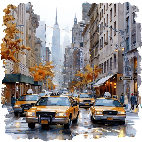 Wandbild new york city - wandbild, taxi