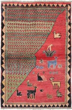 Original Perserteppich Gabbeh Ghashghai Orientteppich 150 cm x 102 cm Alt Natur