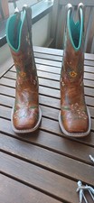 Cowgirl Stiefel, Leder, Vintage, mit Blumenstickerei