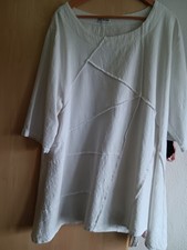 Lagenlook Longshirt Pullover Leinen, von Frida, weiß Größe (2) ca. 48-52 NEU
