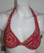 Bikini Oberteil Neckholder pink orange Muster Gr 36 B Neu "Jette" Bügel
