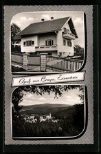 AK Bayer. Eisenstein, Ortsansicht aus der Vogelschau, Haus Franz Zierhut 1967 