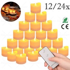 24x Flackern Fernbedienung LED Teelichter flammenlose Kerzen Batterie betrieben