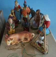 Vintage Krippe Figuren Figur Pappmache Weihachten (0521-043)