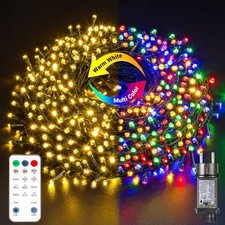 Weihnachtsbeleuchtung Außen 20M, 200er LED Lichterkette Strom Warmweiß und Bunt