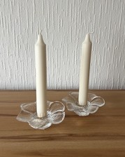 2 Kerzenhalter / Kerzenständer Stabkerzen Blumen Blüte Form Glas Deko