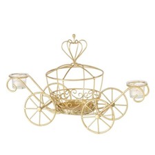 WINDLICHT KERZENHALTER ROMANTISCHE CINDERELLA KUTSCHE EISEN GOLD 48 X 29 NEU