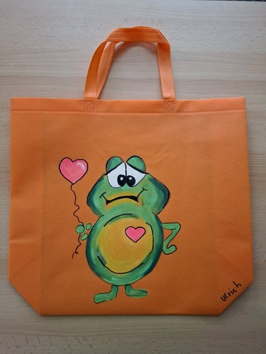 Shopper handbemalt frosch - shopper,