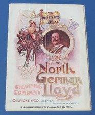 NORDDEUTSCHER LLOYD SS KAISER WILHELM II WUNDERSCHÖN ILLUSTRIERTE PASSAGIERLISTE