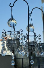 Metall Kristall Kerzenständer Hänge-Teelichthalter Windlicht Suncatcher Kerzenle