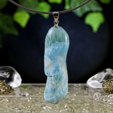 XL Larimar Anhänger Silber 925 Öse 52 mm 44,4 ct Dominikanische Republik