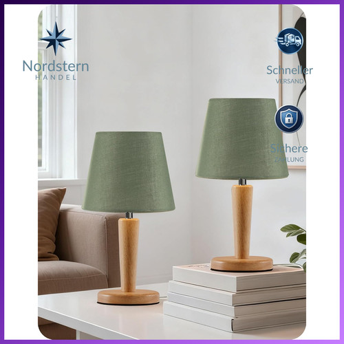 Nachttischlampe holz 2er - 2er, set