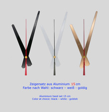 Zeigersatz 150 mm Alu weiß gold schwarz DIY, Wanduhr Uhrzeiger 15 cm lang groß