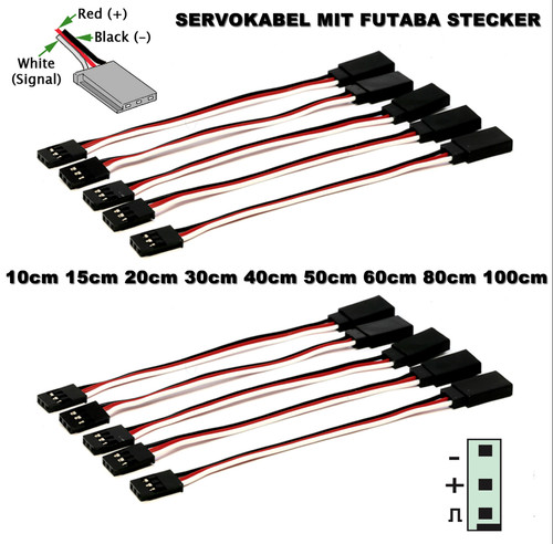 Futaba servokabel 10cm - servokabel,