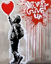 Homage Banksy Never Give Up
