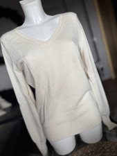 YORN 100% Kaschmir pullover wollweiss creme damen gr. 36 38 Feinstrick