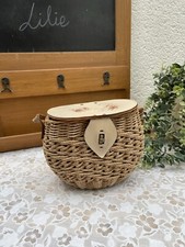 Alte Handtasche geflochtener Korb Stil Angelkorb Vintage