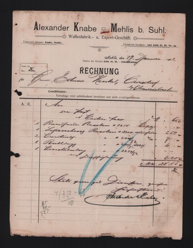 Mehlis rechnung 1908 - mehlis,,