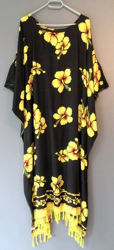 Kaftan maxi kleid schwarz - schwarz, gelb