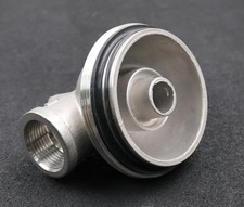 Edelstahl Filterkopf AußengewindeØ 98,6mm Anschlüsse 1'' unbenutzt