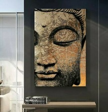 LEINWAND BILD BIS 150x100x5 BUDDHA FENG-SUHI LOUNGE MODERN ABSTRAK WANDBILD BRAU