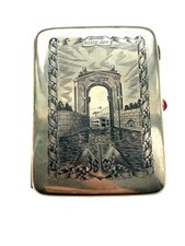 Russisches Silber Zigarettenetui – 875er Silber Niello, seltenes Sammlerstück