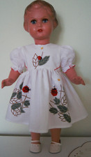 Puppenmode Kleidchen Sonntagskleidchen mit Marienkäfer  Gr 56 Handarbeit Bund 41