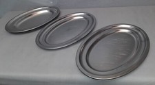 Servierplatte Edelstahl Servierteller oval Silber 3er Set Serviertablett E 833