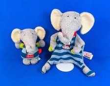 2x Sigikid ELEFANT Lolo Lombardo RASSEL Schmusetuch Plüsch Frottee grau 16+ 25cm