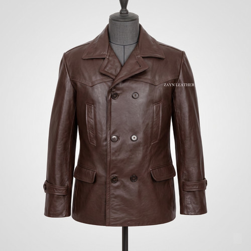 Herren braun echtleder peacoat - herren,