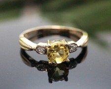 GOLDJUNGE69 * HARRY IVENS IV EDELSTEIN RING (16) GOLDBERYLL &BRILLANT 375er GELB