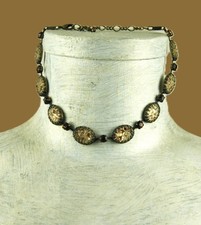 Konplott Kette bronze mit 8 Ornamentsteinen 8 Strassteine braun