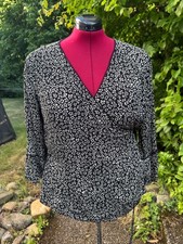 Bluse ANNA SCHOLZ :: Schwarz mit Beige :: GR 48 Floral WICKELBLUSE