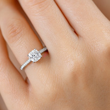 Diamant Ehering Lab Grown Kissen 1,16 Karat IGI-zertifiziert 14 Karat Weißgold