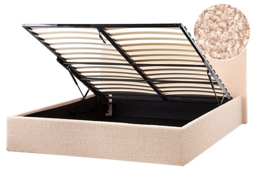 Polsterbett bouclé beige mit - bouclé,