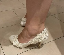 Spitzen Brautschuhe 9 Cm High Heel Gr. 42
