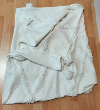 Decke Plaid Kuscheldecke Wohndecke Logde Vintage 130x150cm offwhite Boho Bommel